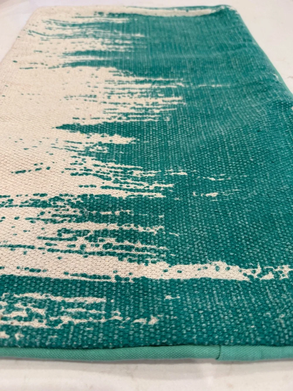 22”x14” Teal and Cream Abstract lumbar pillow cover